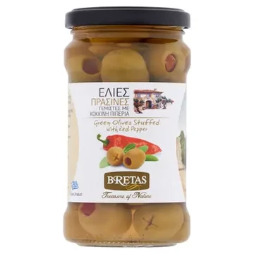 BRETAS Olajbogyó - zöld, paprikával töltött 300/180g