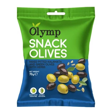 Olymp - snack fűszerezett zöld és kalamata magozott olajbogyó 70 g