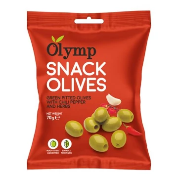 Olymp - snack fűszerezett zöld magozott olajbogyó chili paprikával 70 g