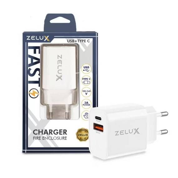 Zelux - adapter gyorstöltő PD20 DUAL USB, TypeC