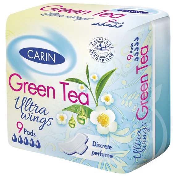 Carin - ultra green tea ultravékony szárnyas intimbetét (9 db)
