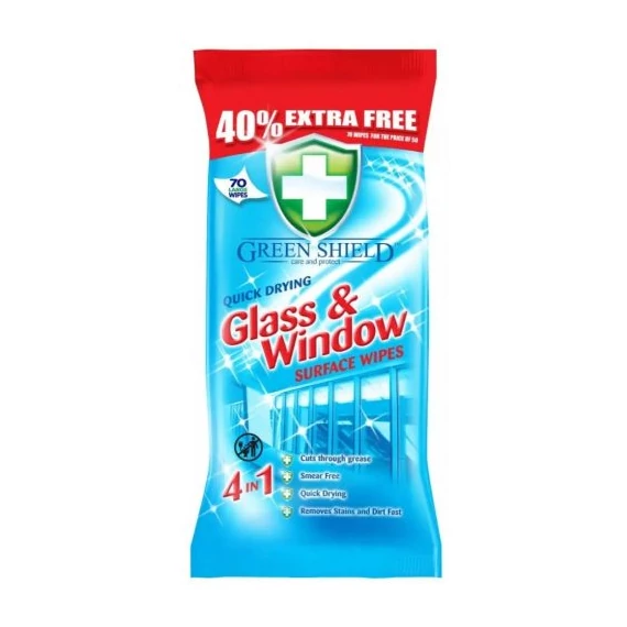 Green Shield - tisztítókendő üveghez és ablakokhoz 70 db-os