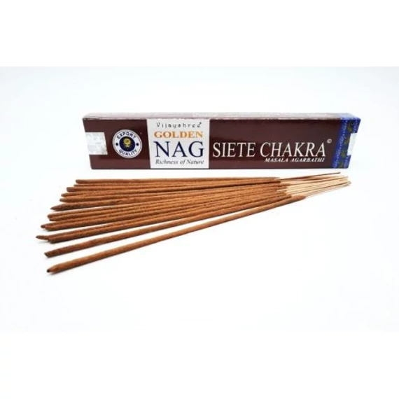 Namaste India - Füstölő Golden Nag 7 Chakra 100% natural 15 db/ cs