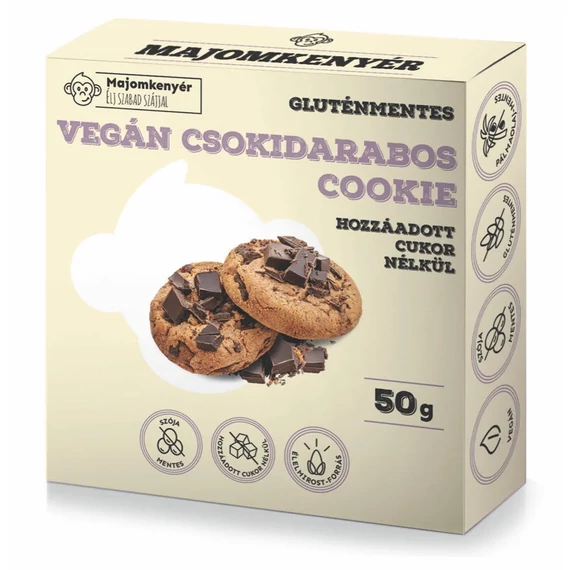 Majomkenyér - Csokidarabos cookie 50g – hozzáadott cukor nélkül 